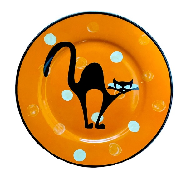 VINTAGE➕Halloween Black Cat Wendoverlane/Green Room Studios - Set Of Plates - Picture 2 of 4